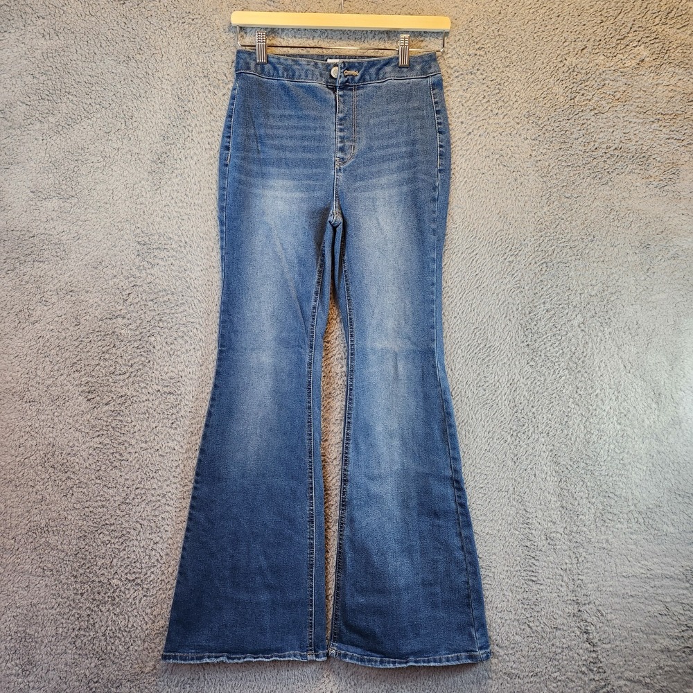 Vanilla Star Flared Jeans Womens 3 Blue Denim Cotton Stretch Mid Rise 5-Pockets